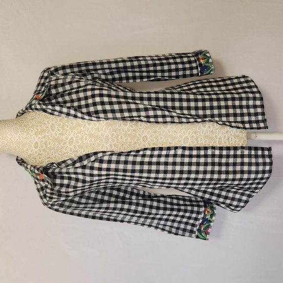 Intro Blouse Gingham Floral Embroidered Button Down Pocket Size PL Rockabilly - Picture 1 of 14
